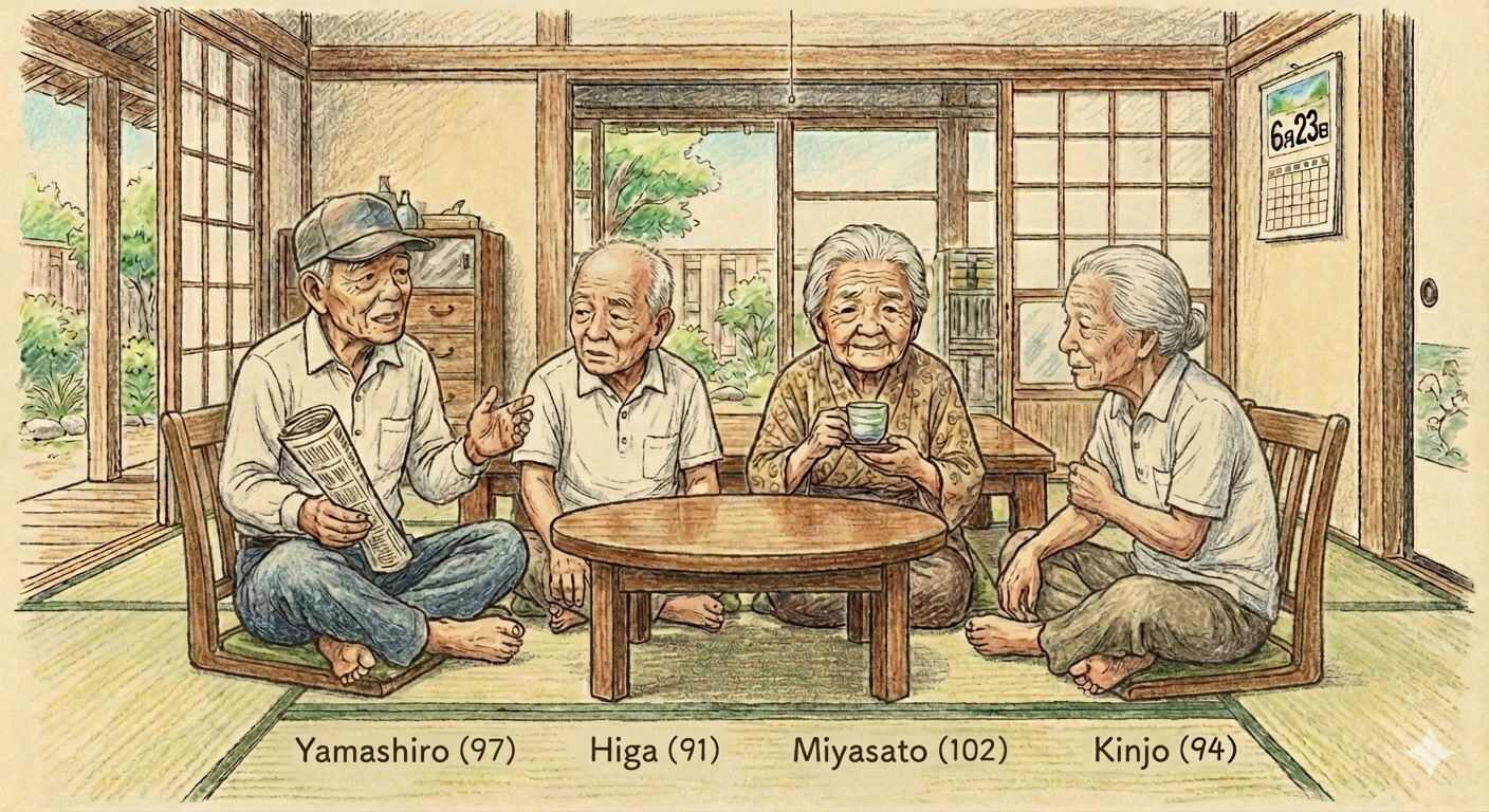 Yamashiro (97), Higa (91), Miyazato (102), Kinjo (94)