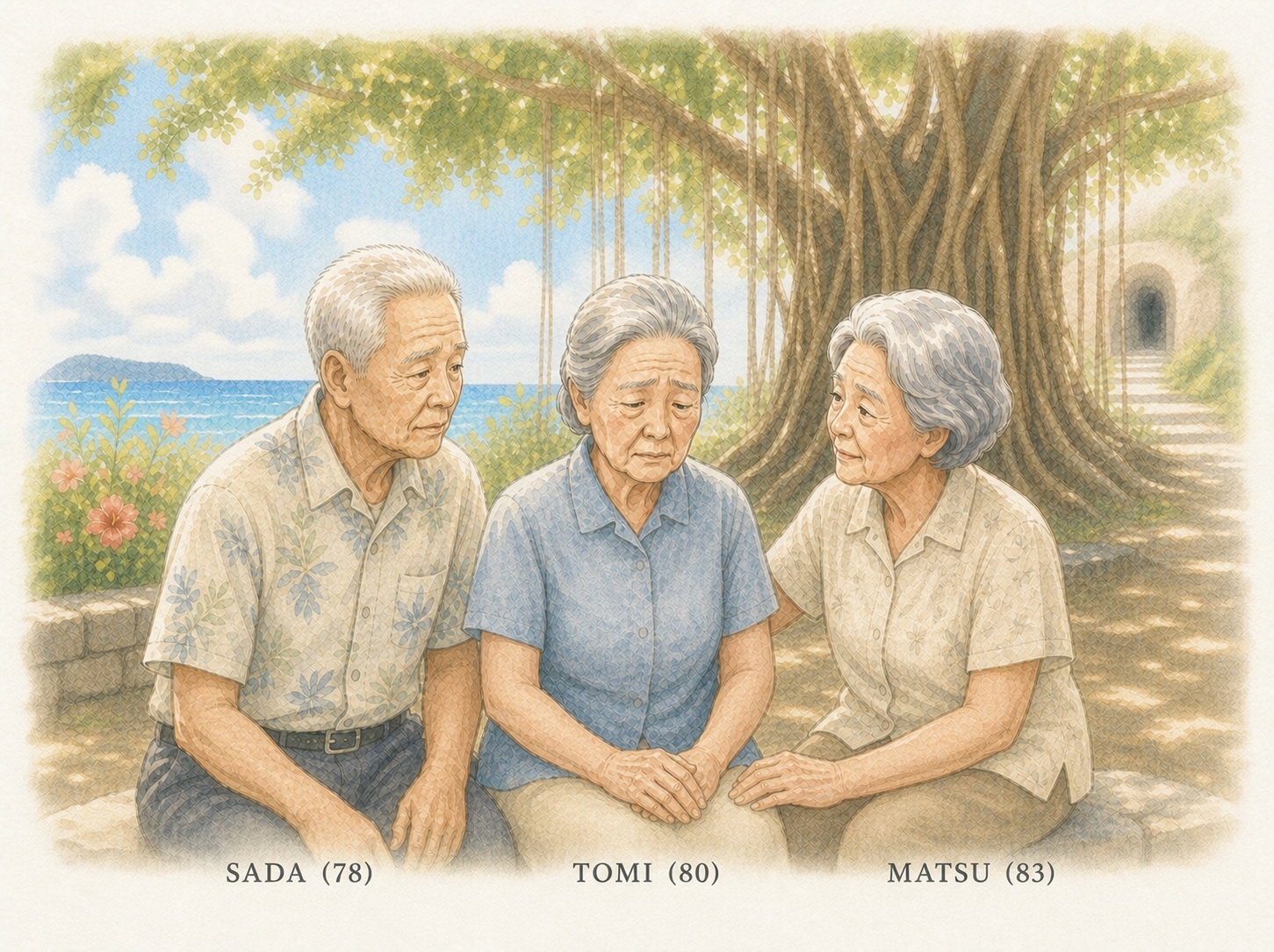 トミさん（80）・マツさん（83）・サダさん（78）