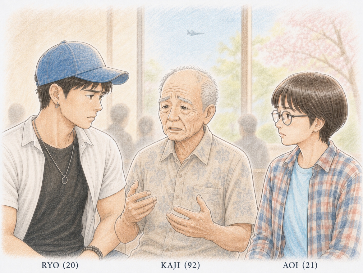 カジさん（92）・アオイさん（21）・リョウさん（20）